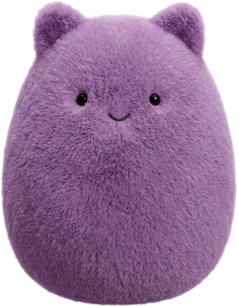 Purple plush cat mascot